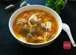 Illustration of how to make double mushroom tomato tofu soup 14