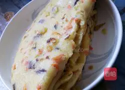 Illustration of how to make radish, beef and egg pancakes 10