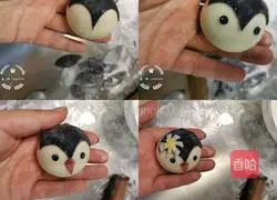 Illustration of how to make little penguin steamed buns 11