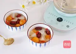 Illustration of how to make rock sugar, snow pear and kumquat drink 9