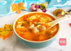 Illustration of how to make light tomato sauce, mushroom and tofu soup in summer 19