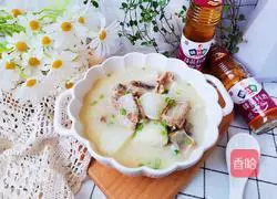 White Illustration of how to make radish and pork ribs soup 8