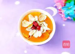 Illustration of how to make pumpkin, red dates and lily soup 14