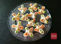 Illustration of how to make steamed dumplings with vegetables and shrimps with blooming flowers and four seasons 14