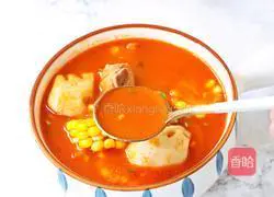 Illustration of how to make tomato, lotus root and pork ribs soup 16