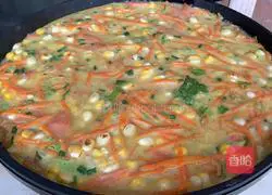 How to make corn, carrot, shrimp, egg, ham pancakes Illustration 4