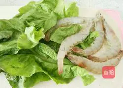 How to make shrimp and rice soup with lettuce leaves Illustration 1