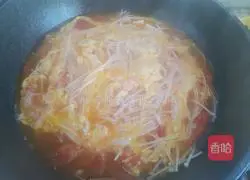 Illustration of how to make tomato and enoki mushroom tofu soup 9