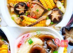 Mushroom Corn Illustration of how to make zongzi bone soup 4