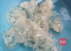 Illustration of how to make peach gum, white fungus and barley soup 3