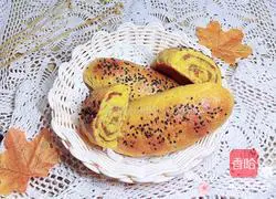 Illustration of how to make pumpkin meat floss bread 16