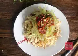 Illustration of how to make jade mixed with shredded chicken 12