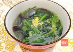 Illustration of how to make preserved egg, shrimp and spinach soup 9