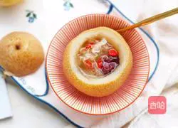 Illustration of how to make rock sugar, white fungus and snow pear soup 12