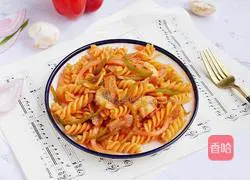 Illustration of how to make bacon and green pepper pasta 10