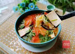 Illustration of tomato, cabbage and tofu soup 13