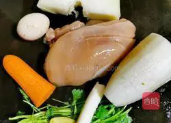 Illustration of how to make chicken breast, radish and meatballs and winter melon soup 1