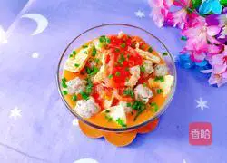 Illustration of tomato and egg meatball soup 22