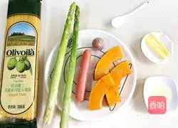 Pumpkin sausage and asparagus Illustration of how to make pasta 1