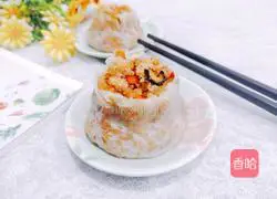 Illustration of how to make salted egg yolk and pork floss siomai 26