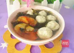 Illustration of how to make seaweed and tomato dumpling soup 14