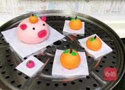 Illustration of how to make Jixiang Ruyi Piggy Steamed Buns 14