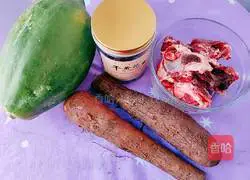 Yellow Flower Papaya Yam Beef Bone Soup Recipe Illustration 2