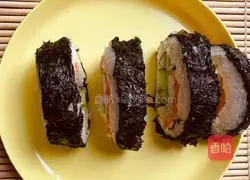 Illustration of how to make Japanese cold buckwheat noodles and cheese sushi love bento 8