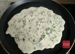 Illustration of how to make celery leaf egg pancake 8