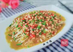 Illustration of how to make luncheon meat and steamed enoki mushrooms 7