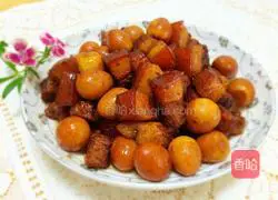 Illustration of braised pork with quail eggs 10