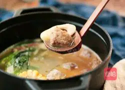 Illustration of three fresh bamboo shoots and fried crispy meatballs 13