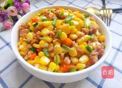 Illustration of how to make fried minced meat with corn kernels 17