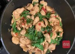 Thai Illustration of how to make stir-fried chicken with Shijia leaves 8