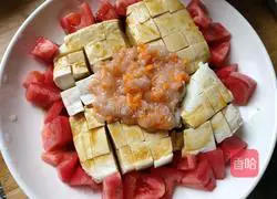 Illustration of how to make steamed tofu with shrimp and tomato 8