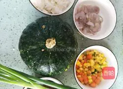 Seafood Fried Rice Pumpkin Cup Recipe Illustration 1