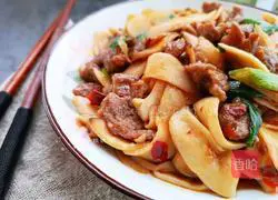 Illustration of how to make fried beef with king oyster mushroom 15