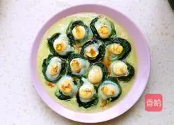 Illustration of how to make quail eggs stuffed with spinach 5
