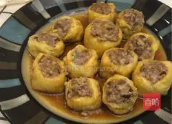 # Steamed Vegetables# Illustration of how to make steamed stuffed tofu 7