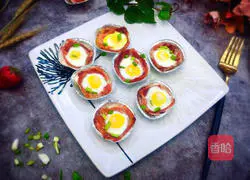 Illustration of the original bacon quail sun-coated eggs 9