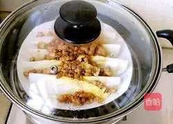Illustration of how to make steamed baby cabbage with minced meat 7