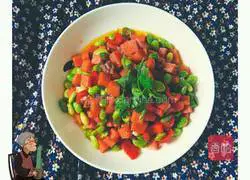 Illustration of how to make fried ham with edamame 6