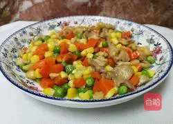 Illustration of how to make diced chicken stir-fried with colored beans 9