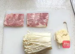 Enoki mushroom bacon roll recipe illustration 1