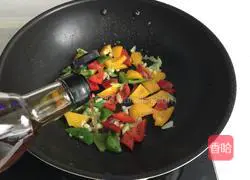 Illustration of how to make scrambled eggs with colored peppers 7