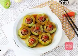 Illustration of how to make bitter melon stuffed with meat 14