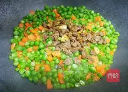Illustration of nutritious and delicious fried beef with peas 16