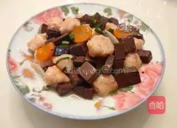 Illustration of how to make fried duck blood with shrimps 10