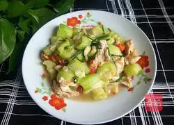 Illustration of how to make stir-fried pork slices with loofah 12