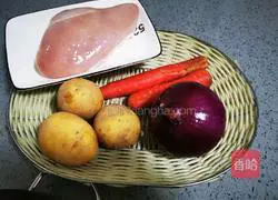 Illustration of how to make curry chicken rice 1